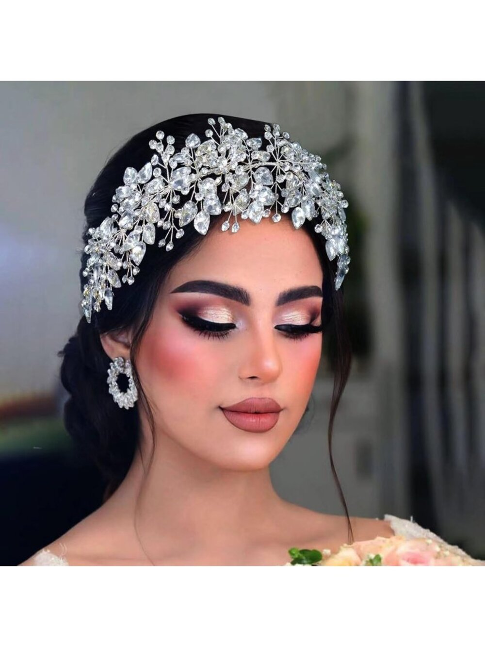Women's Silver Sparkling Rhinestone Bridal Head Band Wedding Headpiece